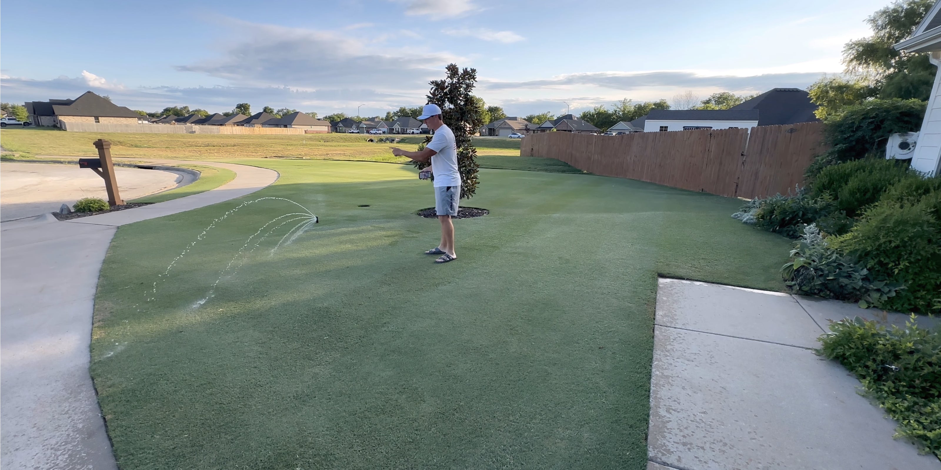 video poster of the lawn tools reviewing and showing off his Irrigreen smart sprinkler irrigation system